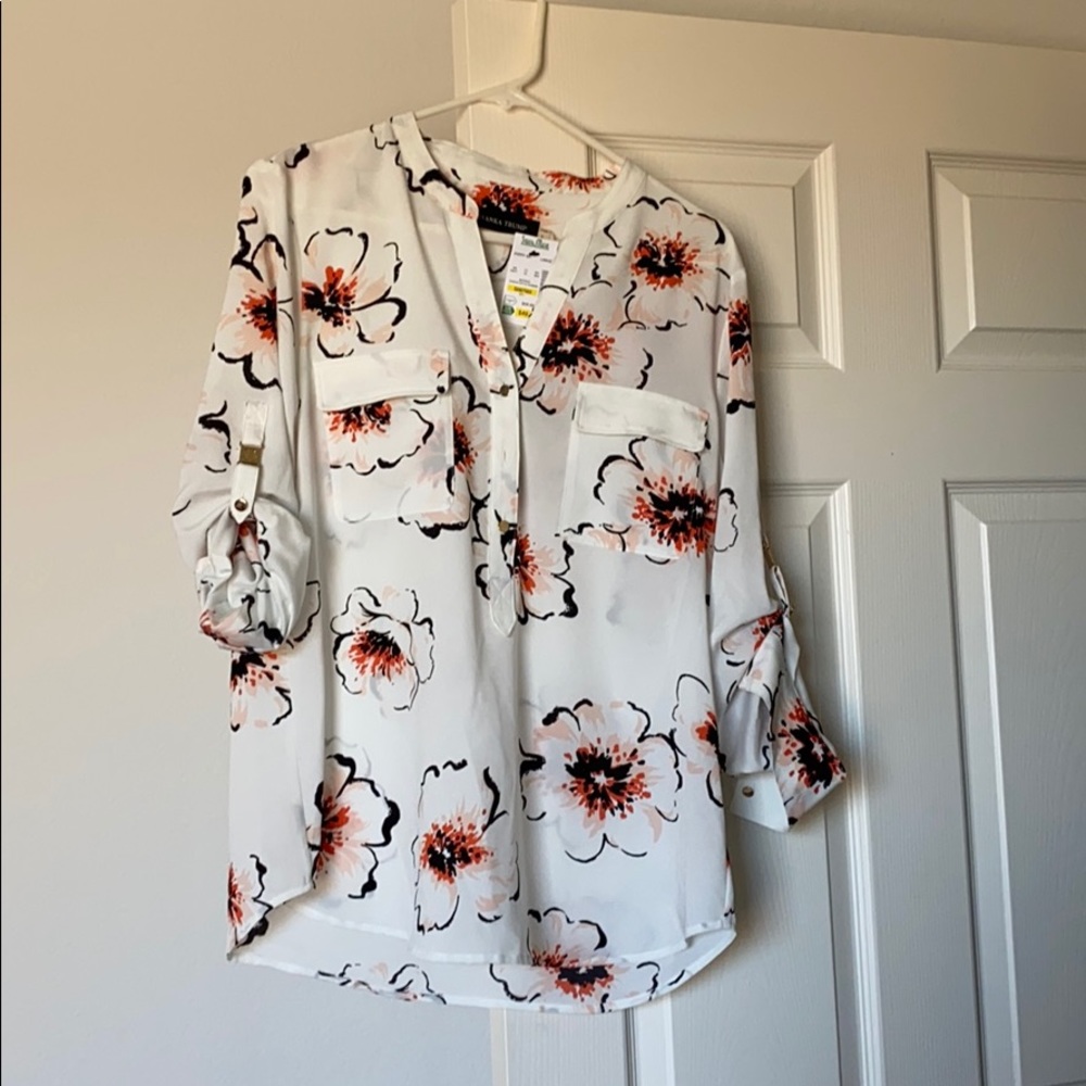 Ivanka Trump Long Sleeve Floral Blouse